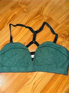 Green Striped Padded Bralette with Racerback Straps Lululemon